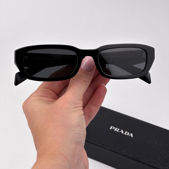 Prada PRB06S Sunglasses – Black Rectangle Frame Grey Lenses | Model 16K08Z - Picture 2 of 12